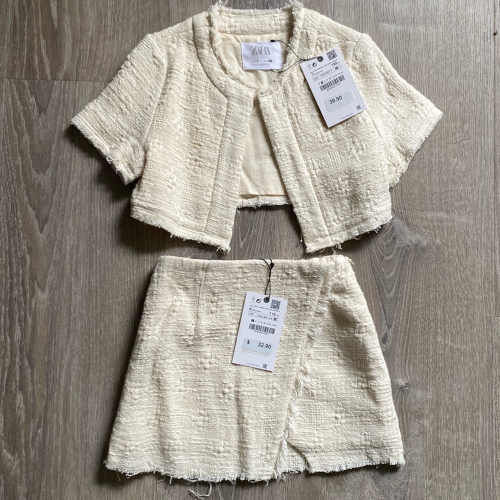 Zara two piece little girls set, blazer size 7, skirt size 6! Brand new